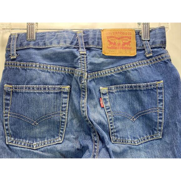 Levi's 514 Straight Denim Blue Jeans Adjustable Waist Boy's (26x26) 12 Regular - Picture 2 of 8